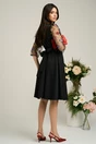 Rochie Ella Collection Adria eleganta din stofa neagra cu dantela florala colorata