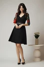 Rochie Ella Collection Adria eleganta din stofa neagra cu dantela traditionala colorata