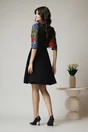 Rochie Ella Collection Adria eleganta din stofa neagra cu dantela traditionala colorata