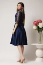 Rochie Ella Collection Adria eleganta din tafta bleumarin cu cordon in talie