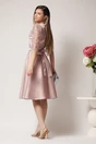 Rochie Ella Collection Adria eleganta din tafta roz cu cordon in talie