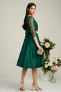 Rochie Ella Collection Adria eleganta din tafta verde cu cordon in talie