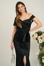 Rochie Ella Collection Aivy lunga eleganta din tafta neagra