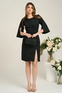 Rochie Ella Collection Aja eleganta din stofa neagra cu broderie si paiete
