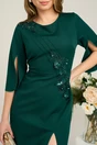 Rochie Ella Collection Aja eleganta din stofa verde cu broderie si paiete