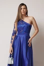 Rochie Ella Collection Alesia lunga eleganta din tafta albastra cu broderie la bust