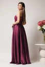 Rochie Ella Collection Alesia lunga eleganta din tafta mov cu broderie la bust