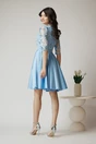 Rochie Ella Collection Ana eleganta din tafta bleu cu broderie florala 3D la bust