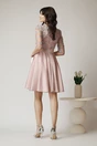 Rochie Ella Collection Ana eleganta din tafta roz cu broderie florala gri la bust