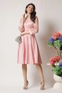 Rochie Ella Collection Anda eleganta din tafta roz cu maneci din organza