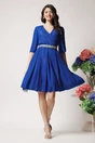 Rochie Ella Collection Ania eleganta din voal albastra cu fir lurex si cordon in talie