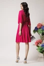Rochie Ella Collection Ania eleganta din voal fucsia cu fir lurex si cordon in talie