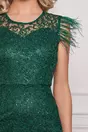 Rochie Ella Collection Bleki verde din dantela cu fulgi la umeri