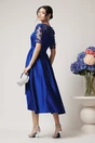 Rochie Ella Collection Brinda eleganta din tafta albastra cu lungime asimetrica
