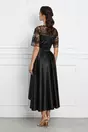 Rochie Ella Collection Brinda neagra din tafta cu lungime asimetrica
