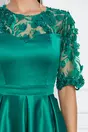 Rochie Ella Collection Brinda verde din tafta cu lungime asimetrica