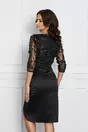 Rochie Ella Collection Catlin neagra cu flori la bust si fronseu pe fusta