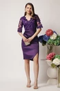 Rochie Ella Collection Catlyn din tafta mov de ocazie cu broderie pe bust