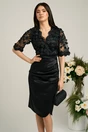 Rochie Ella Collection Catlyn neagra de ocazie cu broderie pe bust