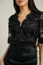 Rochie Ella Collection Catlyn neagra de ocazie cu broderie pe bust