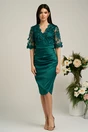 Rochie Ella Collection Catlyn verde de ocazie cu broderie pe bust