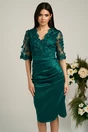 Rochie Ella Collection Catlyn verde de ocazie cu broderie pe bust