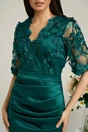 Rochie Ella Collection Catlyn verde de ocazie cu broderie pe bust