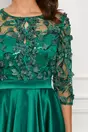 Rochie Ella Collection Cindy verde din tafta cu broderie la bust