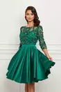 Rochie Ella Collection Cindy verde din tafta cu broderie la bust