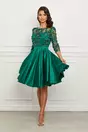 Rochie Ella Collection Cindy verde din tafta cu broderie la bust