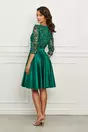 Rochie Ella Collection Cindy verde din tafta cu broderie la bust