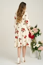 Rochie Ella Collection Dasha de zi din crep ivory cu flori rosii