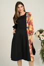 Rochie Ella Collection Dasha de zi din stofa neagra cu imprimeu multicolor