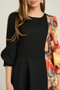 Rochie Ella Collection Dasha de zi din stofa neagra cu imprimeu multicolor