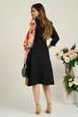 Rochie Ella Collection Dasha de zi din stofa neagra cu imprimeu multicolor
