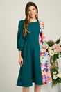 Rochie Ella Collection Dasha de zi din stofa verde cu imprimeu multicolor
