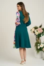 Rochie Ella Collection Dasha de zi din stofa verde cu imprimeu multicolor
