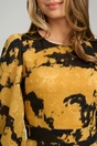 Rochie Ella Collection Dasha de zi din voal galbena cu imprimeuri negre