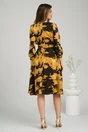 Rochie Ella Collection Dasha de zi din voal galbena cu imprimeuri negre
