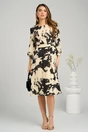 Rochie Ella Collection Dasha de zi din voal ivory cu imprimeuri negre