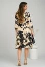 Rochie Ella Collection Dasha de zi din voal ivory cu imprimeuri negre