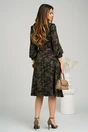 Rochie Ella Collection Dasha de zi din voal satinat maro cu imprimeuri negre