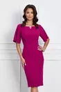 Rochie Ella Collection Gilda magenta cu aplicatie la decolteu
