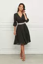 Rochie Ella Collection Julia neagra cu cordon stralucitor in talie