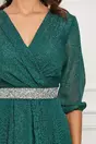 Rochie Ella Collection Julia verde cu cordon stralucitor in talie