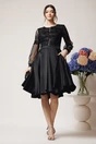 Rochie Ella Collection Maribel eleganta din tafta neagra cu paiete la bust