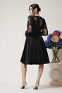 Rochie Ella Collection Maribel eleganta din tafta neagra cu paiete la bust
