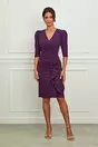 Rochie Ella Collection mov cu glitter si volan pe fusta