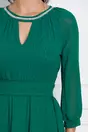 Rochie Ella Collection Olivia verde cu pliuri pe fusta si cordon in talie