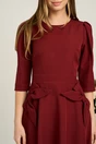 Rochie Ella Collection Quinn office din stofa bordo cu funde la buzunare